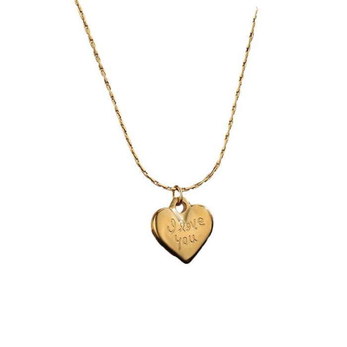 Love Heart-Shaped Titanium Steel Necklace New Women's Collarbone Chain Simple Elegant Light Luxury Neck Chain Non-Fad...