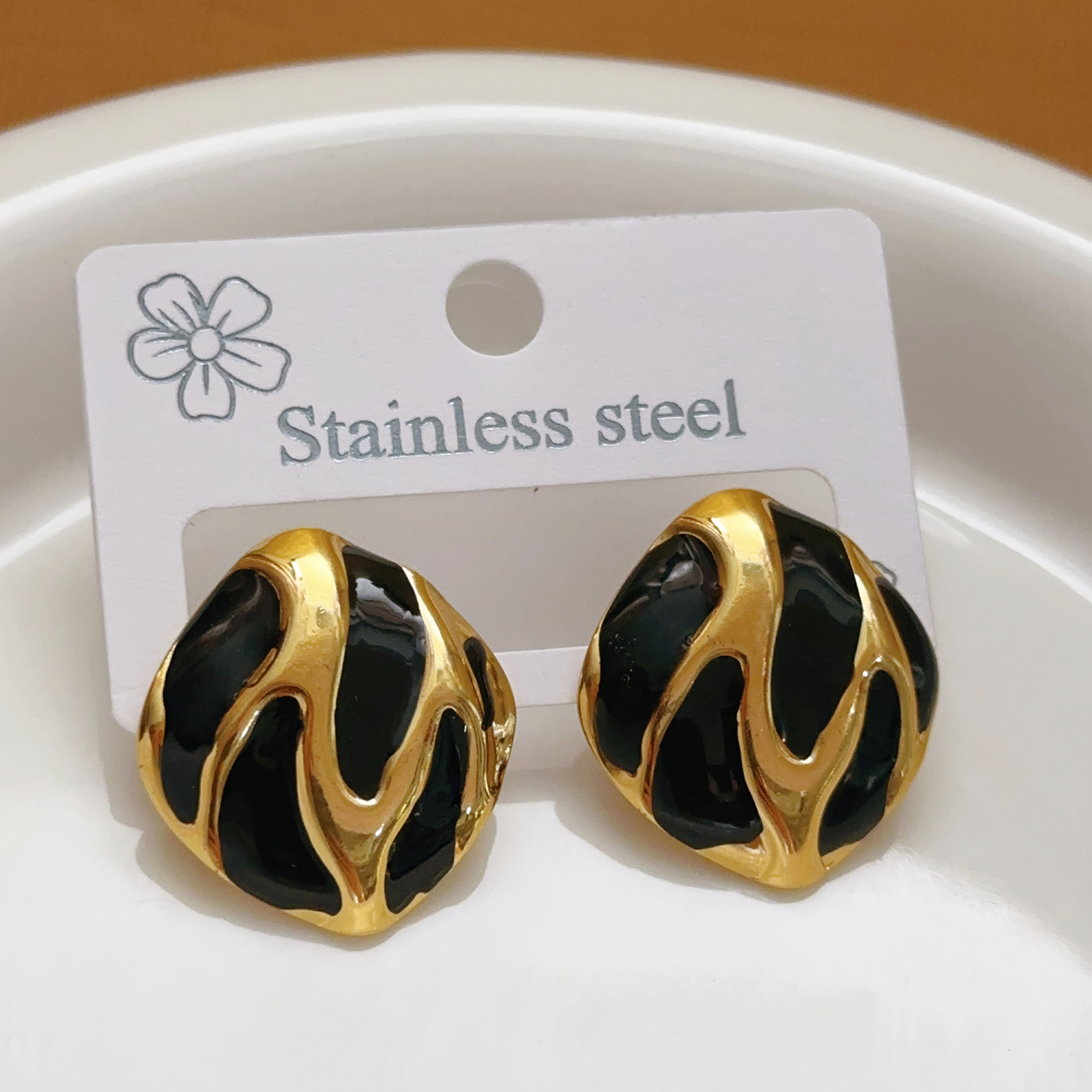 Cross-Border New Retro Irregular Square Personality Earrings for Women European and American Style Exquisite Oil Drop Earrings Jewelry