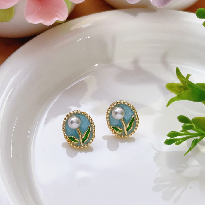 Zhuji Pearl Earrings French Style Brightening Elegant Vintage Stud Earrings Daily Commute Light Luxury High-end Feel...