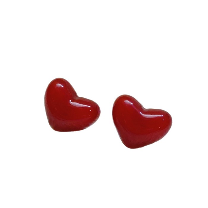 Sweet Red Heart Earrings Elegant Peach Heart Simple Luxury Acrylic Cross-Border Fashion Minimalist Ear Jewelry Ins