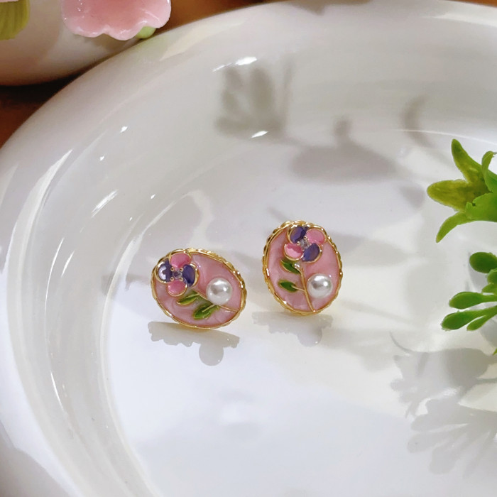 Zhuji Pearl Earrings French Style Brightening Elegant Vintage Stud Earrings Daily Commute Light Luxury High-end Feel...
