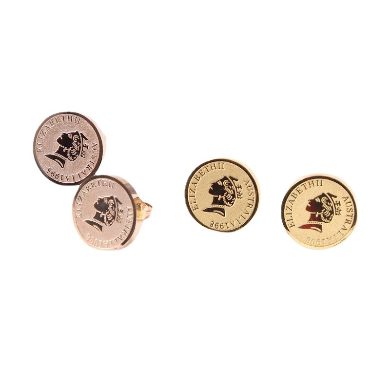 British Retro Coin Queen Head Titanium Steel Earrings Minimalist Style Elegant Simple Versatile Earrings Jewelry