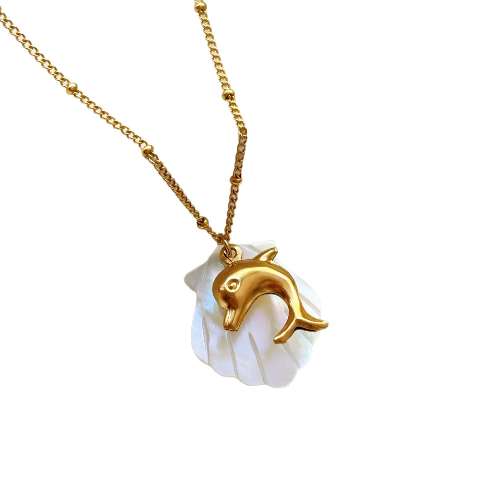 Vacation Style Natural Shell Beach Starfish Necklace Summer Style Conch Pendant Stainless Steel Personalized Clavicle Chain Female