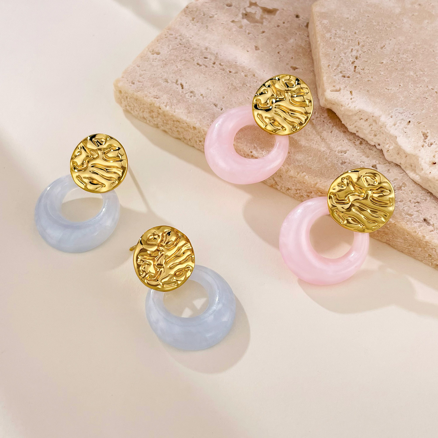 Earrings for Women Stainless Steel Fashion Gentle Macaron Color Resin High-end Titanium Steel Ear Jewelry