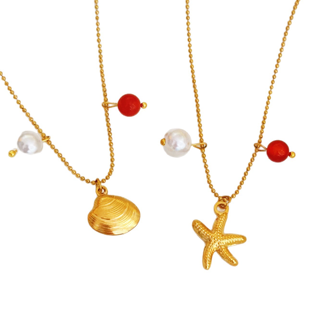 Amazon New Bohemian Style Pearl Necklace Starfish Pendant Choker for Women Fashion Commuting Design Jewelry