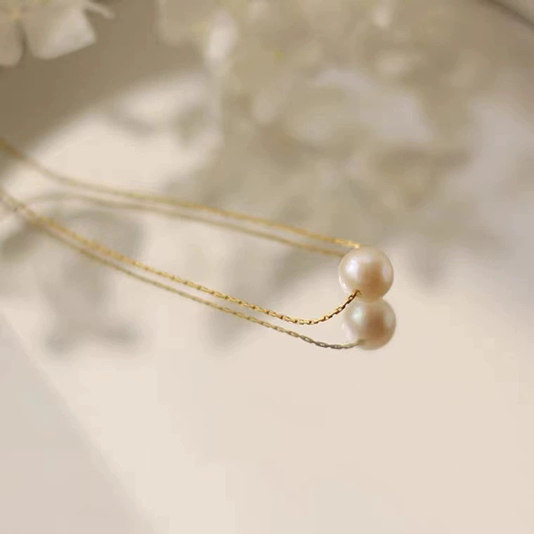 Freshwater Simple Pearl Titanium Steel Necklace 18k Gold Color Non-Fading Elegant Light Luxury Everyday Versatile Clavicle Chain Hot Sale