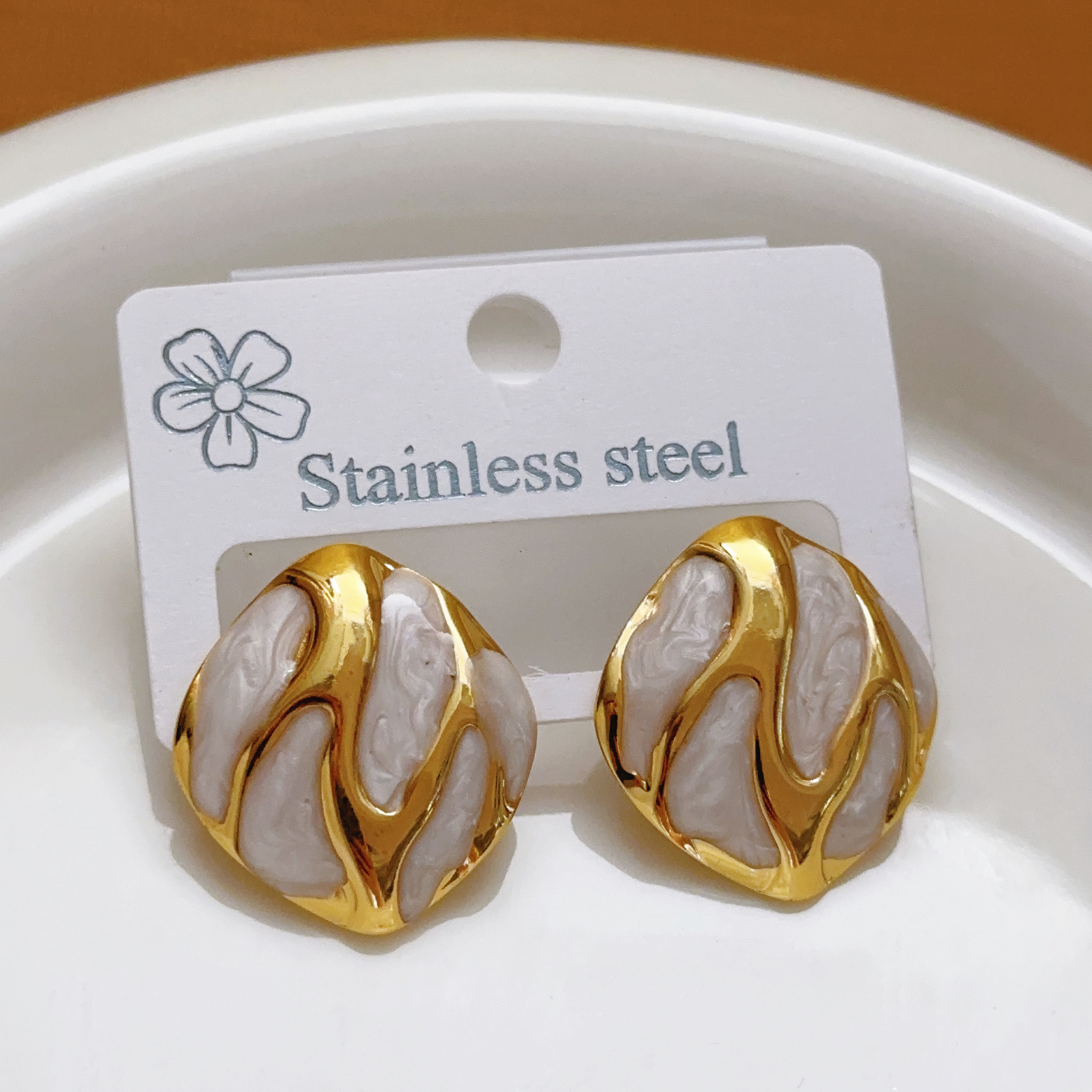 Cross-Border New Retro Irregular Square Personality Earrings for Women European and American Style Exquisite Oil Drop Earrings Jewelry