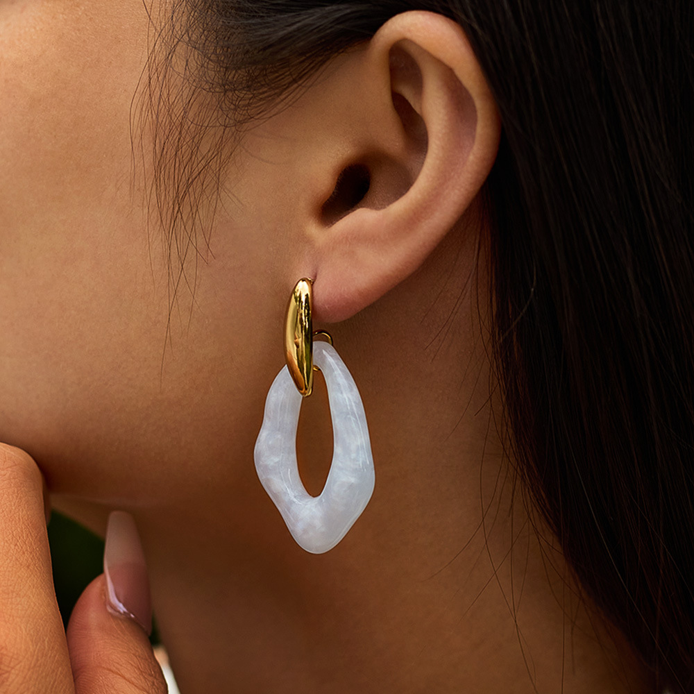 Earrings for Women Stainless Steel Fashion Gentle Macaron Color Resin High-end Titanium Steel Ear Jewelry