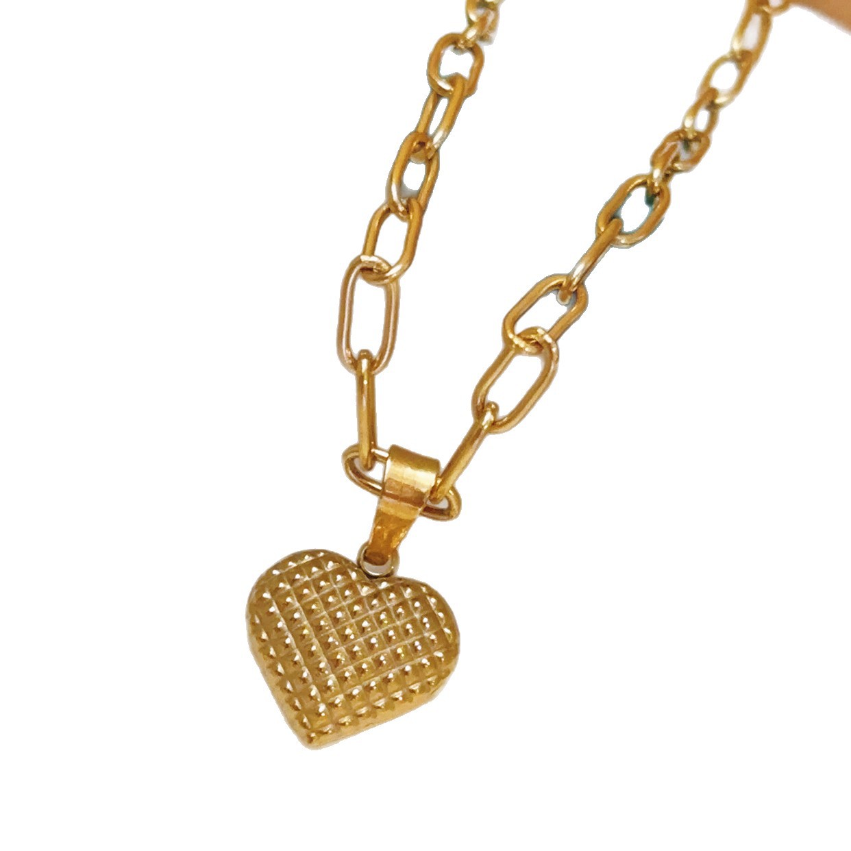 Fashion Heart Pendant Necklace for Women, Sweet and Simple Peach Heart Stainless Steel Necklace Gift Clavicle Chain Jewelry