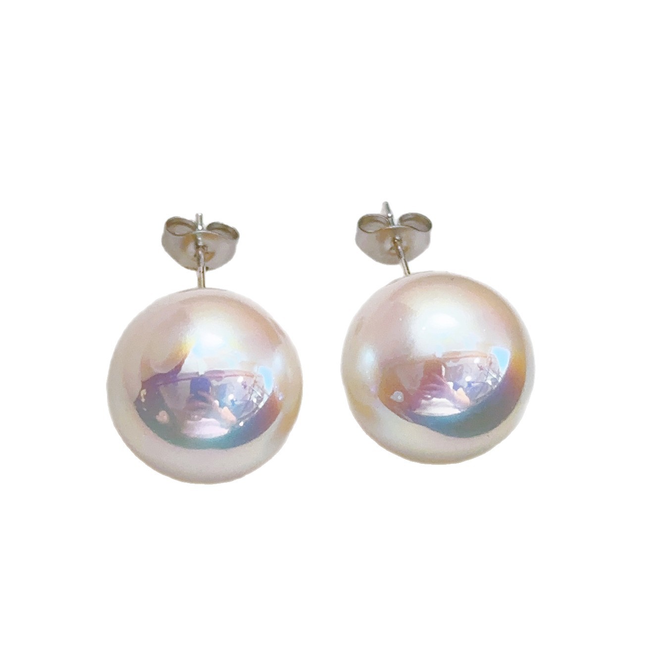 Aurora Artificial Akoya Goddess Grade Pearl Earrings for Women High-end Versatile New Hot-selling Strong Light Perfect Round Earrings
