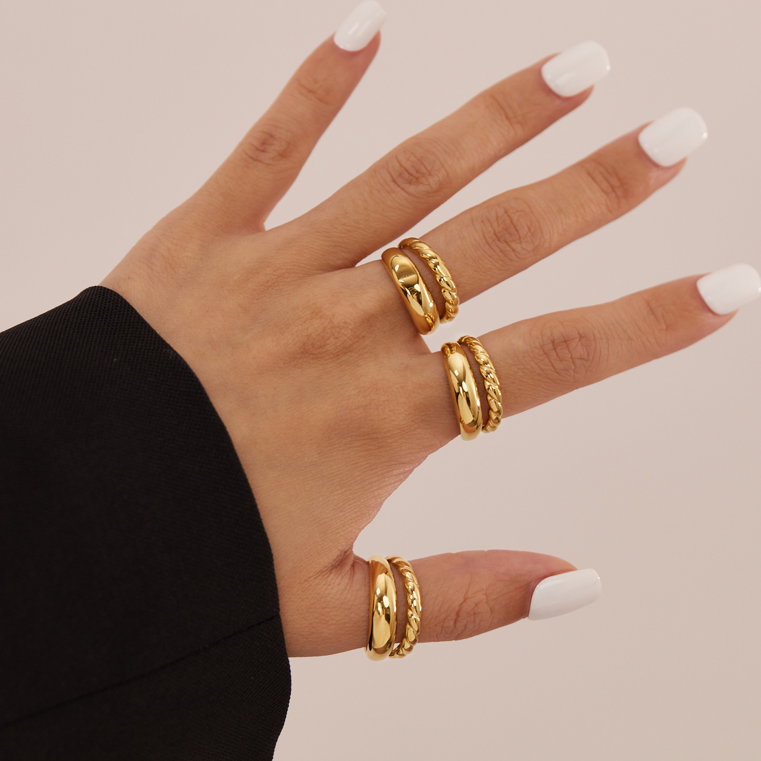 Personalized Ring for Women Stainless Steel Niche Design Versatile Creative Double Layer Titanium Steel Ring Wholesale