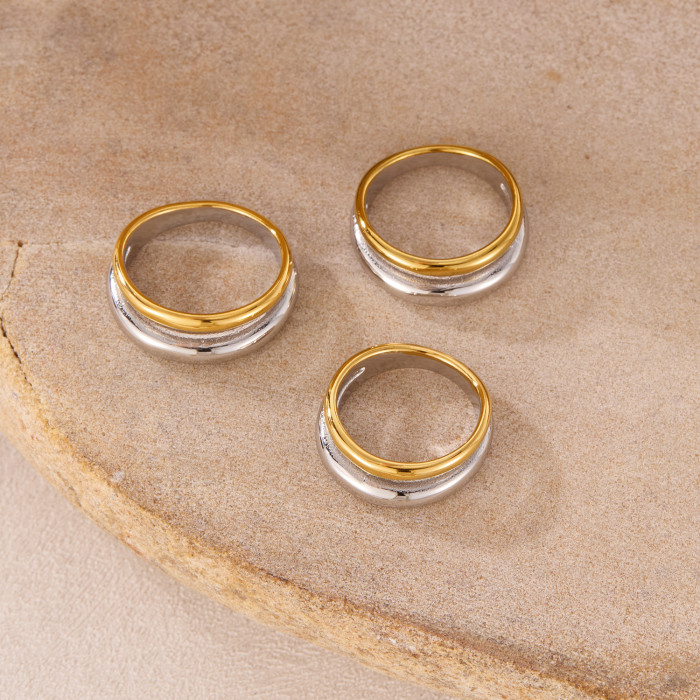 Unique Ring for Women Stainless Steel Niche Fashion Versatile Color Block Titanium Steel Ring Wholesale