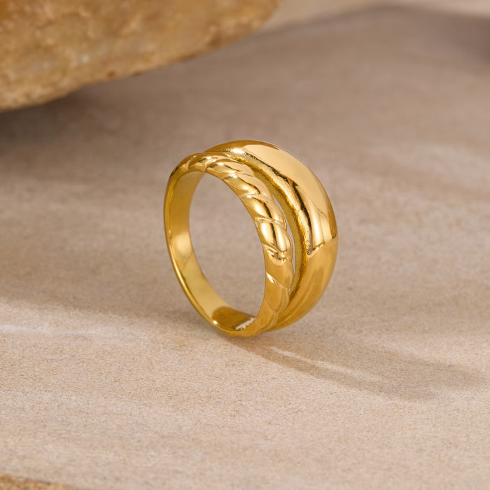 Personalized Ring for Women Stainless Steel Niche Design Versatile Creative Double Layer Titanium Steel Ring Wholesale