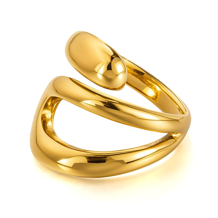 Personalized Ring for Women, Niche Design, Stainless Steel, Fashionable Retro Snake Shape, Open Titanium Steel Ring