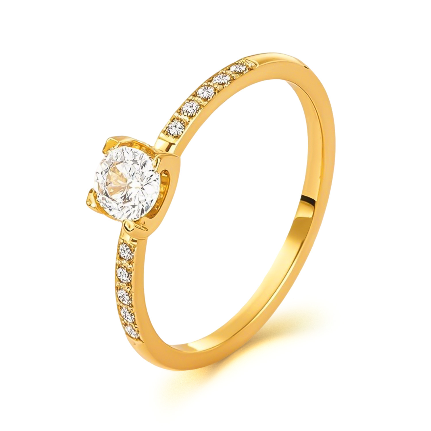 Fashion Ol Commute Style Ring Female Stainless Steel Inlaid Zircon Simple Temperament Gold Plated Titanium Steel Ring