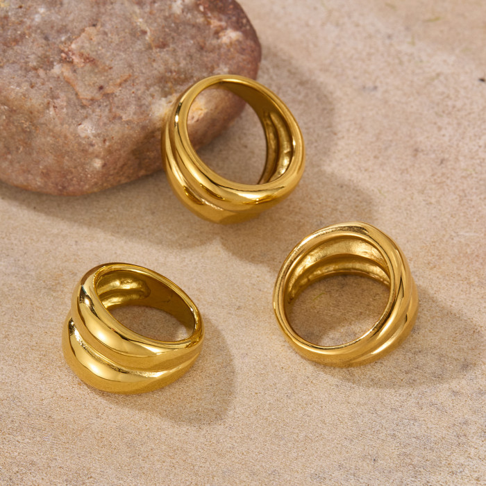 Ring for Women Stainless Steel Fashion INS Minimalist Retro Trend Double Layer Titanium Steel Ring Wholesale