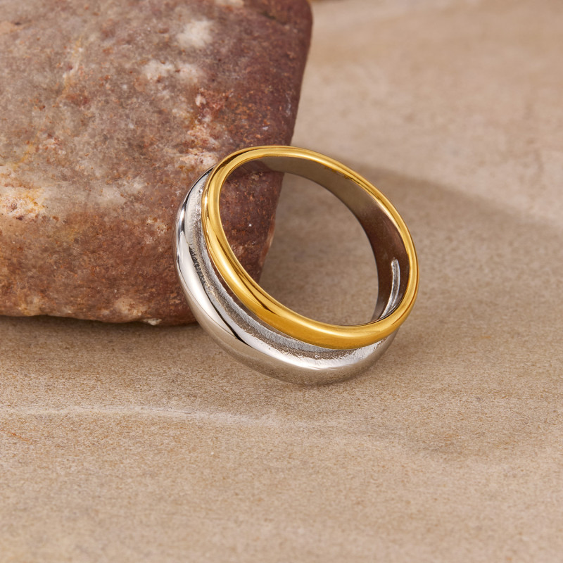 Unique Ring for Women Stainless Steel Niche Fashion Versatile Color Block Titanium Steel Ring Wholesale
