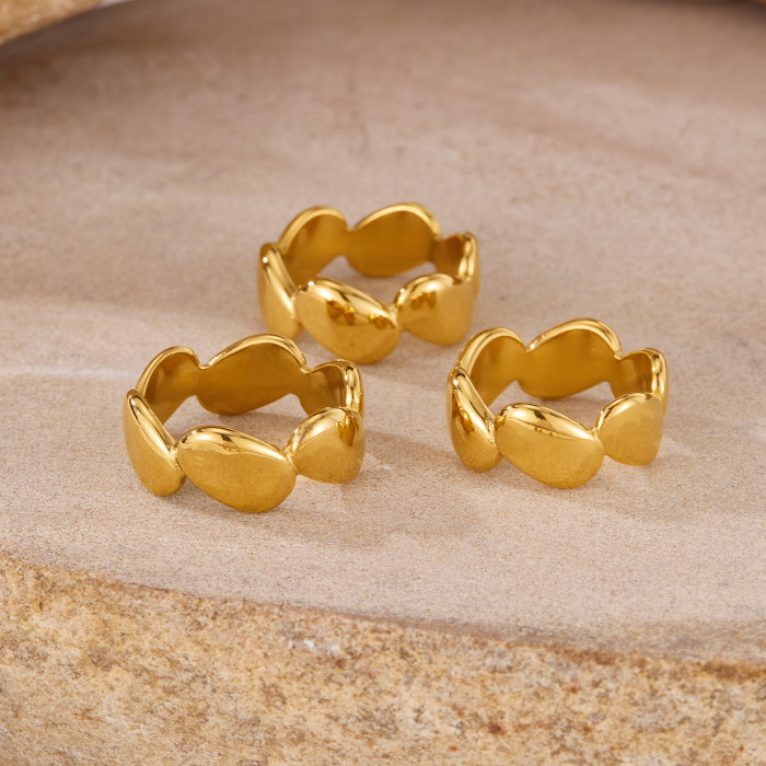 Personalized Simple Ring for Women Stainless Steel Vintage High-end Gold Plated Titanium Steel Ring Wholesale