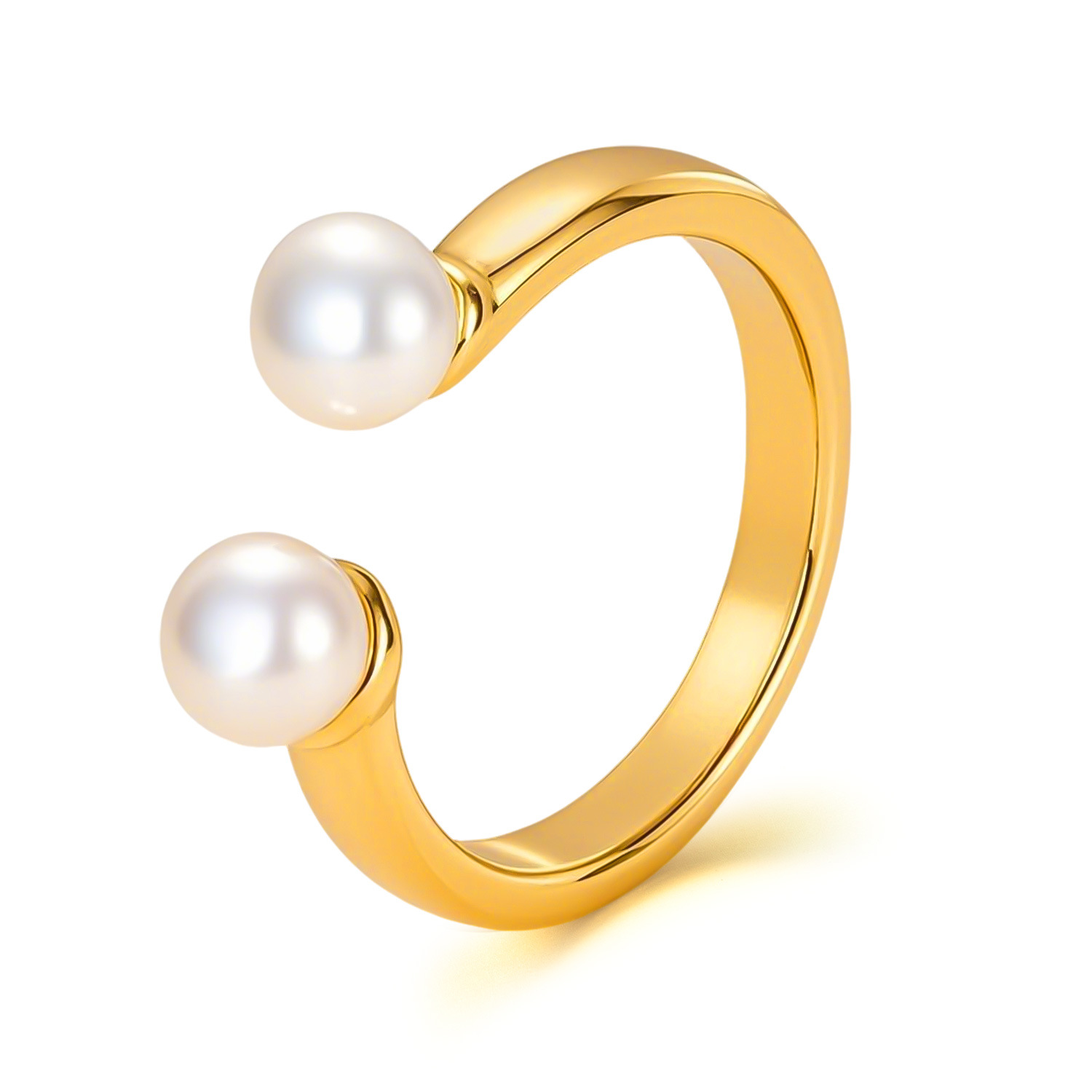 Vintage Ring for Women Stainless Steel Fashion High-end Titanium Steel Open Pearl Ring Wholesale