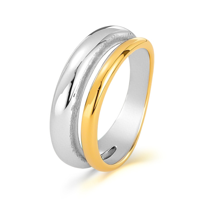 Unique Ring for Women Stainless Steel Niche Fashion Versatile Color Block Titanium Steel Ring Wholesale