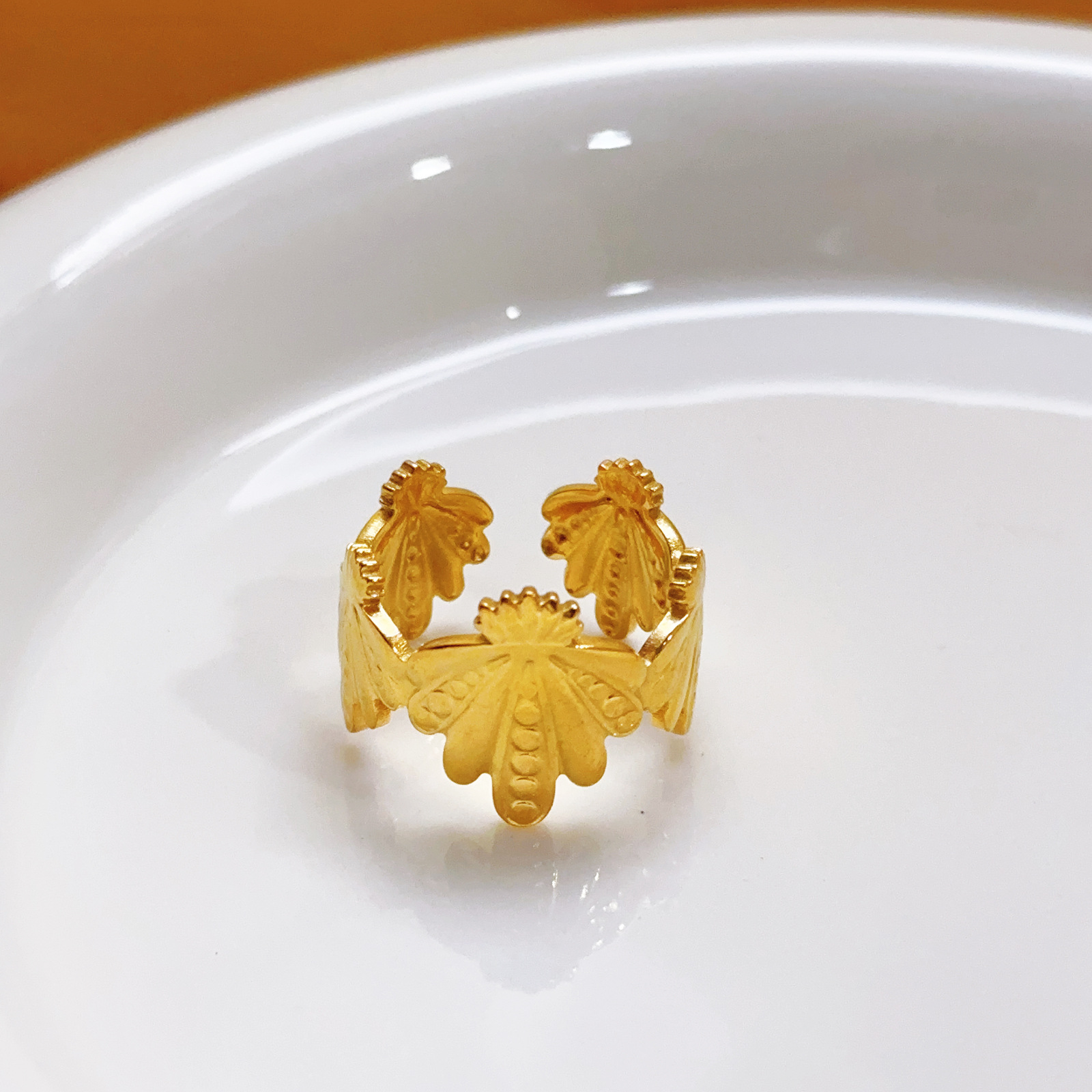 European and American Stainless Steel Ring High-Value Tail Ring Fashion Design Hollow Ring Niche Versatile Adjustable Ring