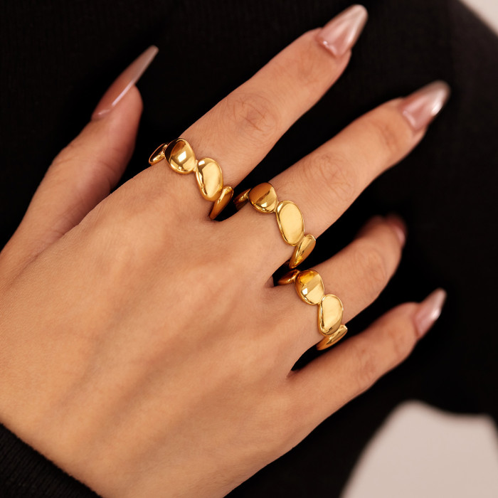 Personalized Simple Ring for Women Stainless Steel Vintage High-end Gold Plated Titanium Steel Ring Wholesale