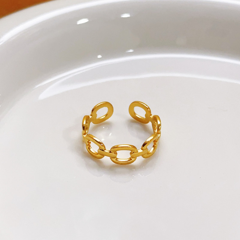 European and American Stainless Steel Ring High-Value Tail Ring Fashion Design Hollow Ring Niche Versatile Adjustable Ring