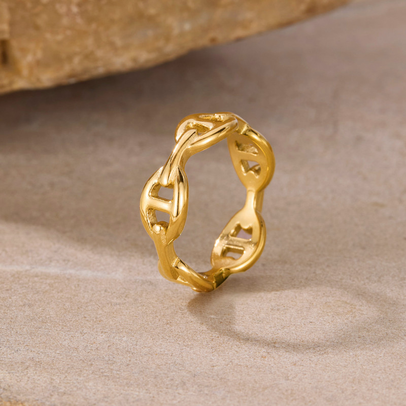Personalized Ring for Women Stainless Steel Fashion Versatile Design Hollow Geometric Titanium Steel Ring