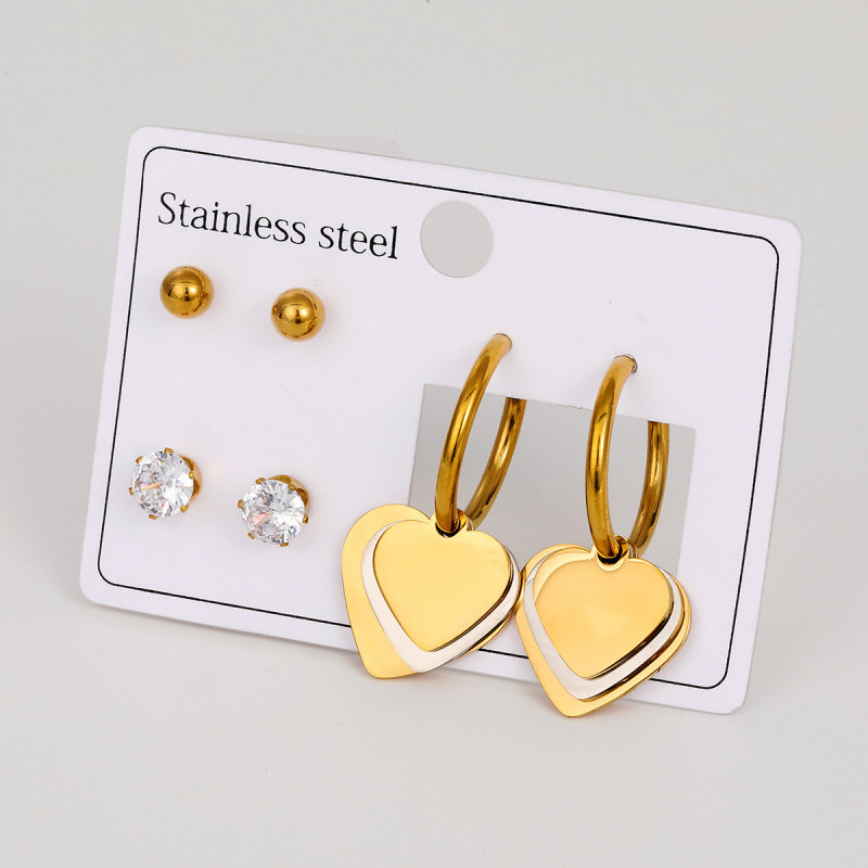 Stainless Steel Earrings Trendy Design Earrings Heart Star Moon Flower Elegant Non-Fading Titanium Steel Earrings for Women