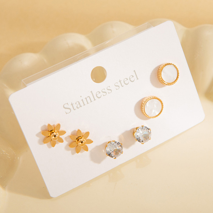 Korean Style Earrings High-end Titanium Steel Hoop Delicate Small Earrings Gold-plated Stainless Steel Earrings Non-fading Zircon Earrings