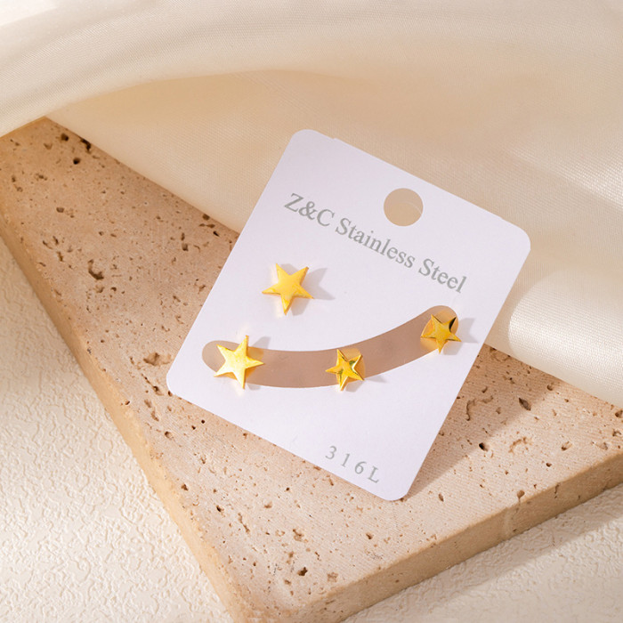 Korean Style Earrings High-end Titanium Steel Hoop Delicate Small Earrings Gold-plated Stainless Steel Earrings Non-fading Zircon Earrings