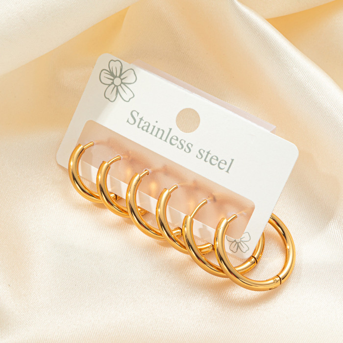 Korean Style Earrings High-end Titanium Steel Hoop Delicate Small Earrings Gold-plated Stainless Steel Earrings Non-fading Zircon Earrings