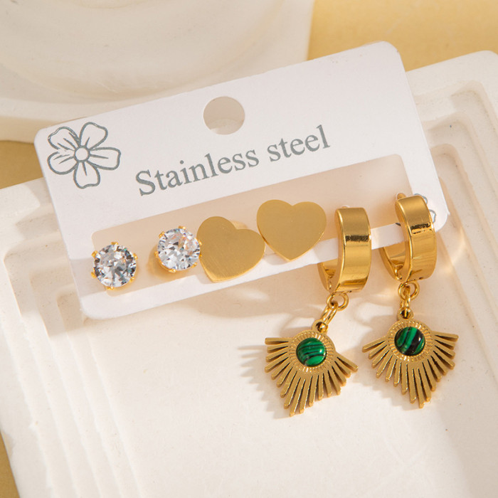 Korean Style Earrings High-end Titanium Steel Hoop Delicate Small Earrings Gold-plated Stainless Steel Earrings Non-fading Zircon Earrings