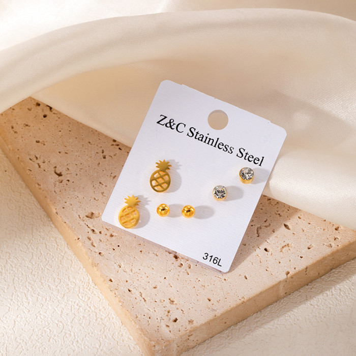 Korean Style Earrings High-end Titanium Steel Hoop Delicate Small Earrings Gold-plated Stainless Steel Earrings Non-fading Zircon Earrings