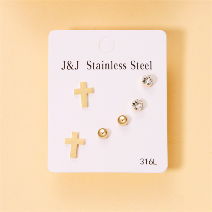 Korean Style Earrings High-end Titanium Steel Hoop Delicate Small Earrings Gold-plated Stainless Steel Earrings Non-fading Zircon Earrings