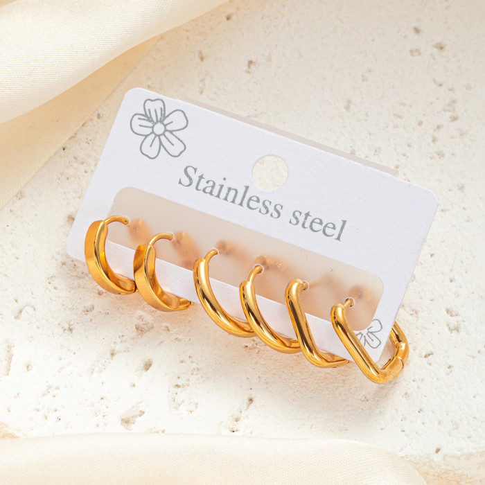 Korean Style Earrings High-end Titanium Steel Hoop Delicate Small Earrings Gold-plated Stainless Steel Earrings Non-fading Zircon Earrings