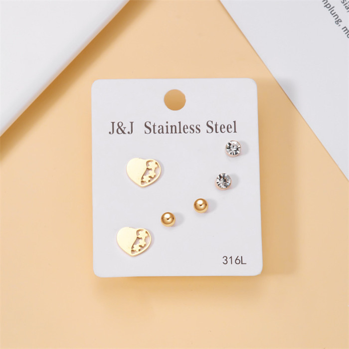 Korean Style Earrings High-end Titanium Steel Hoop Delicate Small Earrings Gold-plated Stainless Steel Earrings Non-fading Zircon Earrings