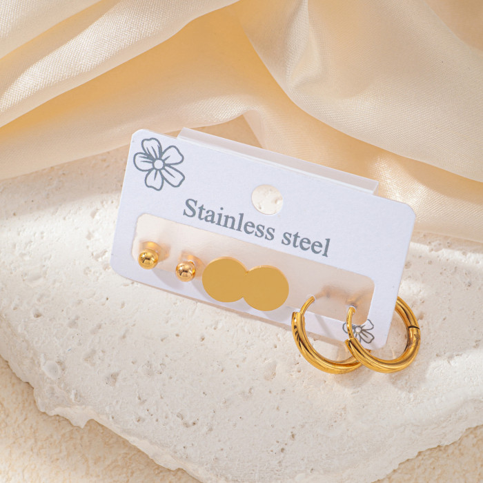 Korean Style Earrings High-end Titanium Steel Hoop Delicate Small Earrings Gold-plated Stainless Steel Earrings Non-fading Zircon Earrings