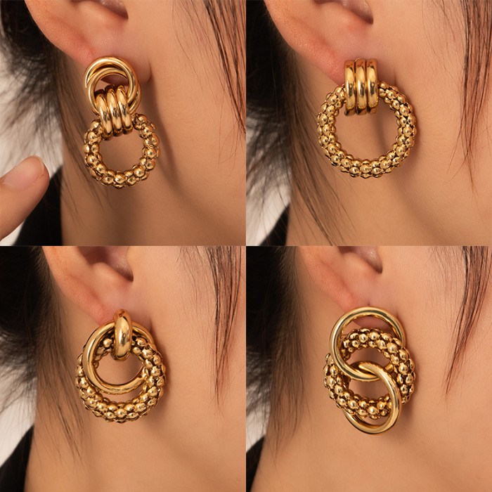Hot-Selling Exaggerated Large Earrings Stainless Steel Gold Plated Earrings High-Quality Foreign Trade Ear Jewelry Ci...