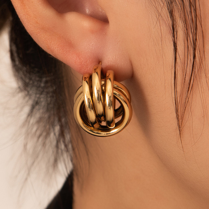 Hot-Selling Exaggerated Large Earrings Stainless Steel Gold Plated Earrings High-Quality Foreign Trade Ear Jewelry Ci...