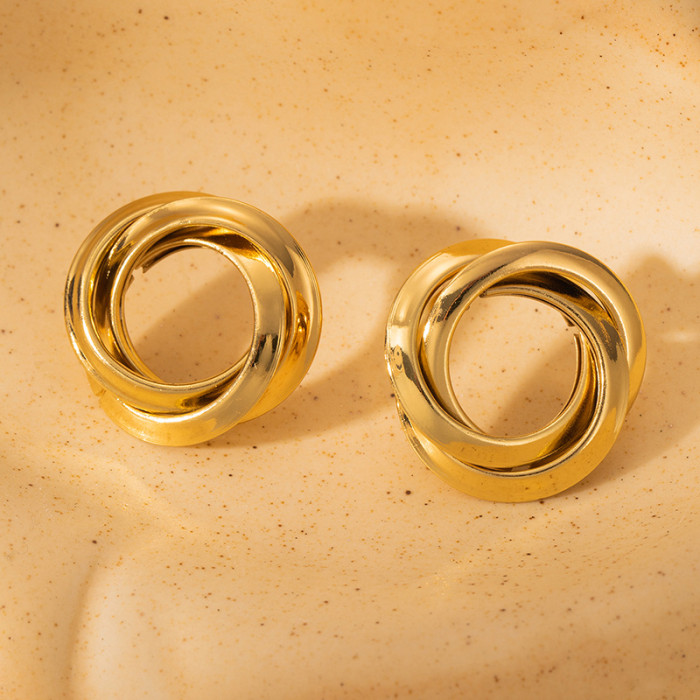Hot-Selling Exaggerated Large Earrings Stainless Steel Gold Plated Earrings High-Quality Foreign Trade Ear Jewelry Ci...