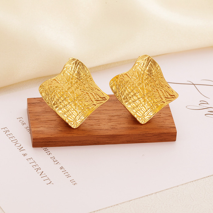 Stainless Steel Earrings Hot Selling Geometric Earrings Line Square Earrings Gold Plated Earrings Titanium Steel Earr...