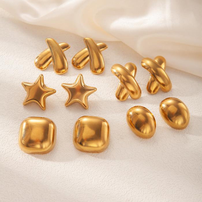 Stainless Steel Earrings Factory Custom High-Quality 18K Gold Plated Non-Fading Stud Earrings Ear Jewelry Round Earri...