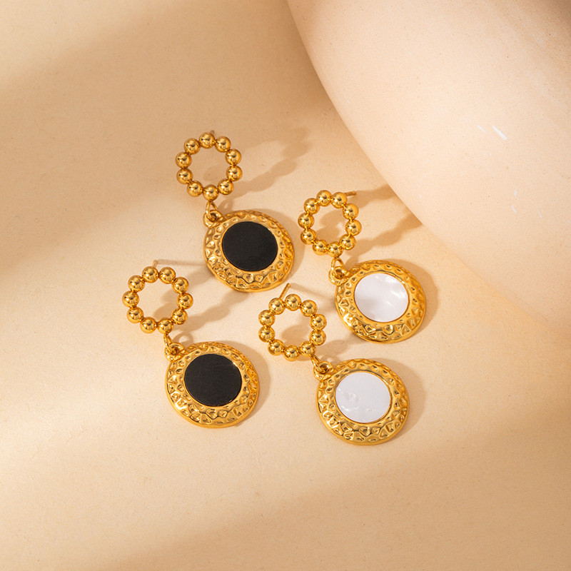 New Colorful Earrings Round Stainless Steel Earrings Acrylic Earrings Gold Steel Bead Earrings High-end Earrings