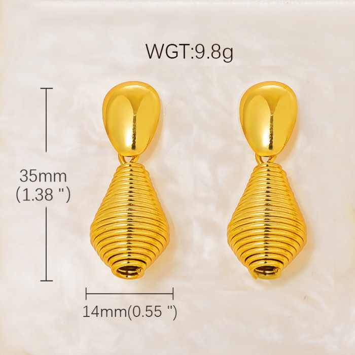 Spherical Stainless Steel Earrings Gold Plated Flower Ear Jewelry Smooth Oval Ear Jewelry Melon Seed Earrings Spheric...