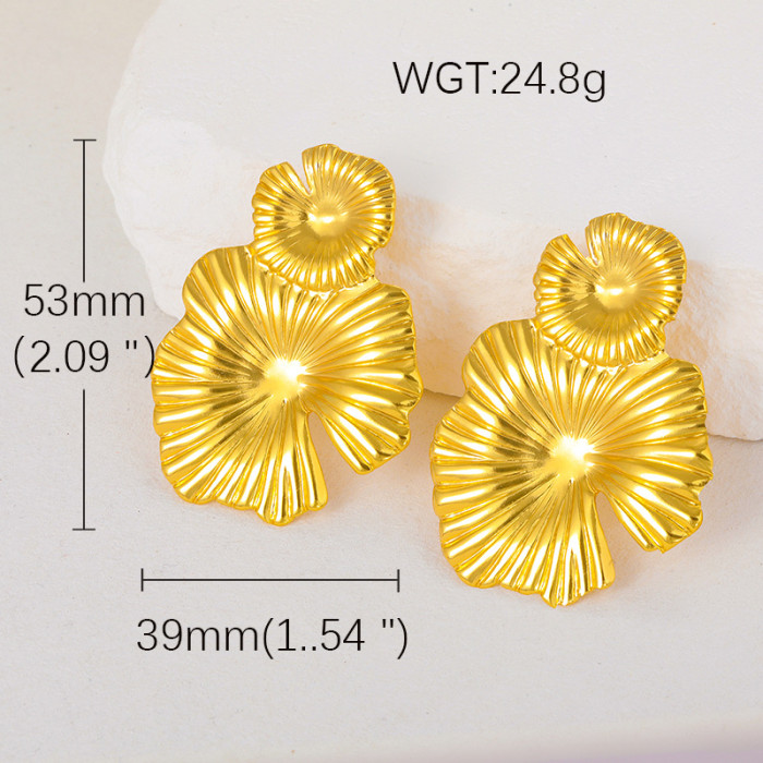 Stainless Steel Earrings Exaggerated Texture Fan Leaf Studs High-end Leaf Texture Earrings for Women Studs