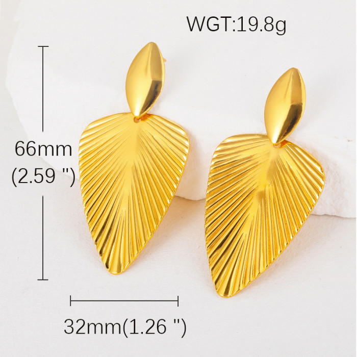 Spherical Stainless Steel Earrings Gold Plated Flower Ear Jewelry Smooth Oval Ear Jewelry Melon Seed Earrings Spheric...