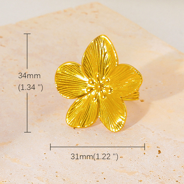 Stainless Steel Ring New Double Butterfly Titanium Steel Ring Women's Exaggerated Gold Plated Style Ring Non-Fading H...