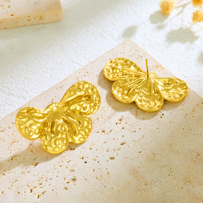 Simple Petal Geometric Earrings Female Stainless Steel Frosty Style Stud Earrings Niche Temperament Wild Design Sense...