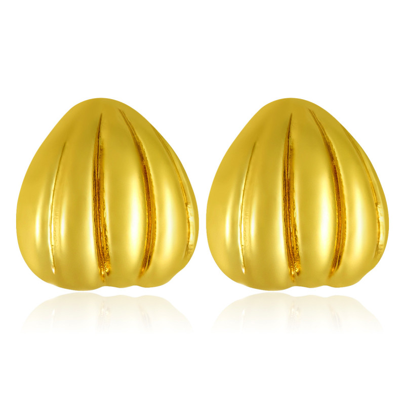 Cross-Border Hot Trendy Geometric Chubby Melon Seed Stainless Steel Earrings for Women Fashion Versatile High-End 18K Gold Ear Jewelry
